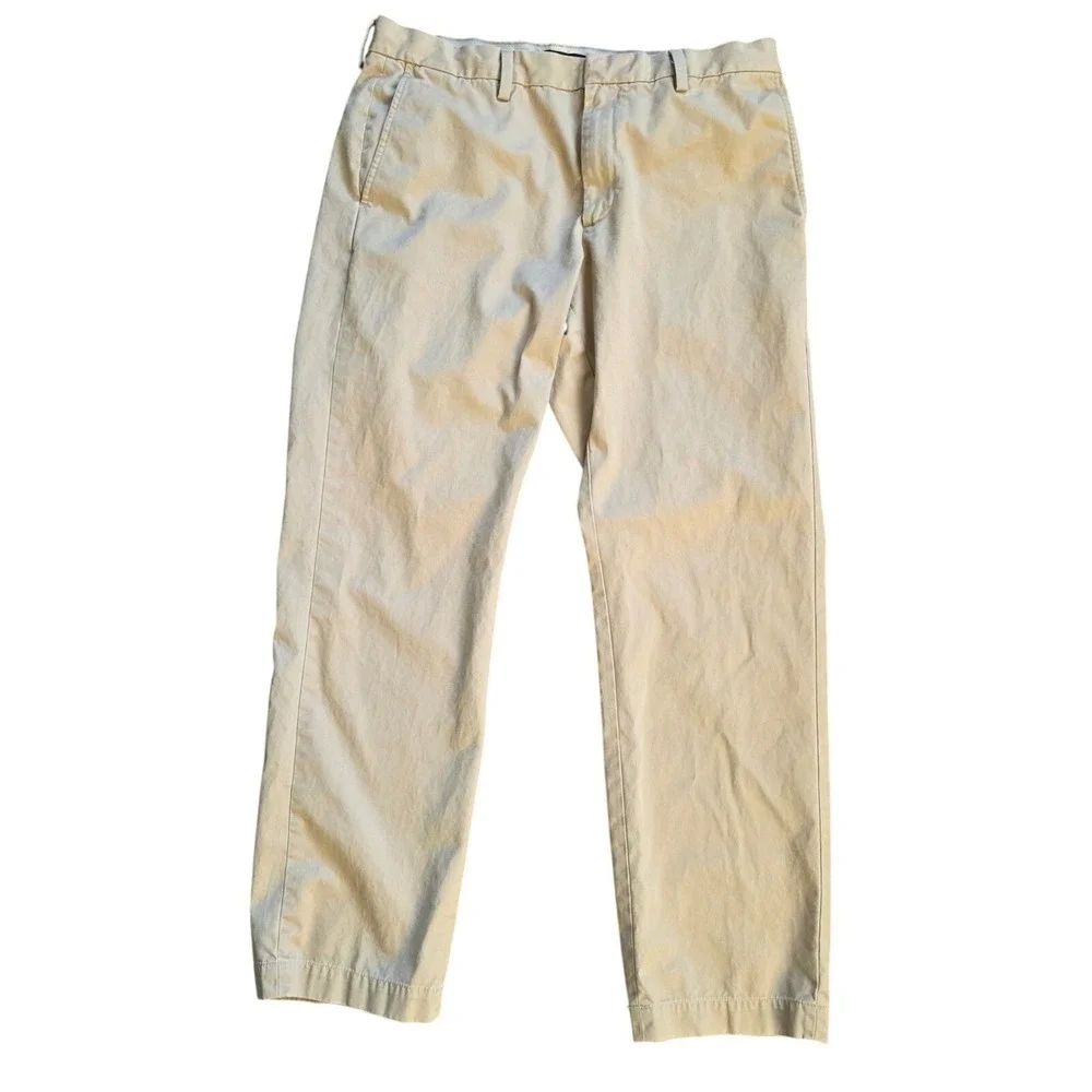 Banana‎ Republic Emerson Chino Mens Khaki Flat Front Pants Size 35x32 preppy